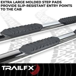 TrailFX - TrailFX A1542S 4" Oval Straight Nerf Bar Polished SS Rocker Panel Mount - Image 2