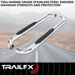 TrailFX - TrailFX A0029S Nerf Bar 3" Stainless Round Bent w/Step Pads Frame Mount - Image 2