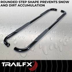 TrailFX - TrailFX A0045B Nerf Bar 3" Black Powder Round Bent 60-DEG w/Step Pads Rocker Mnt - Image 2