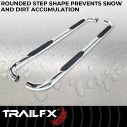 TrailFX - TrailFX A0053S Nerf Bar 3" Stainless Round Bent 90-DEG w/Step Pads Rocker Mnt - Image 2