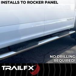 TrailFX - TrailFX A1007S Nerf Bar 4" Oval Side Steps Polished SS Rocker Mount - Image 2