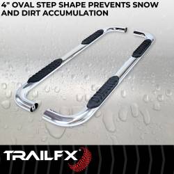 TrailFX - TrailFX A1010S 4" Oval Nerf Bar Polished SS Side Steps w/Pads & End Caps - Image 2