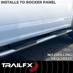TrailFX - TrailFX A1011S 4" Oval Nerf Bar Polished SS Side Steps w/Pads & End Caps - Image 2