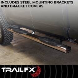 TrailFX - TrailFX A8255S 6"Oval Straight Nerf Bars Polished Steel w/End Caps Rocker Mount - Image 2