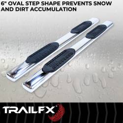 TrailFX - TrailFX A8256S 6"Oval Straight Nerf Bars Polished Steel w/End Caps Rocker Mount - Image 2