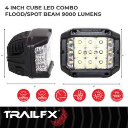 TrailFX - TrailFX PODSIDEF LED Light 4" Cube 75W Spot/Flood Beam 9000LM w/Harness - Image 2