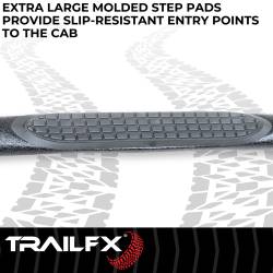 TrailFX - TrailFX A0066T Nerf Bar 3" Round Side Steps Black Steel Rocker Mount - Image 2