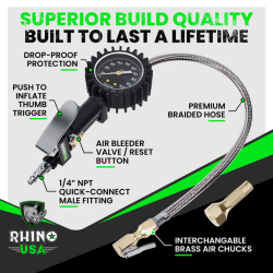 Rhino USA - Rhino USA RGAUGE-0100 100 PSI Analog Tire Inflator Gauge - Image 2