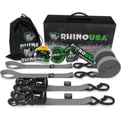 Rhino USA - Rhino USA HDKIT-2PK-GRY 1.6"x8' Heavy Duty Ratchet Tie-Downs 2pc Gray - Image 1