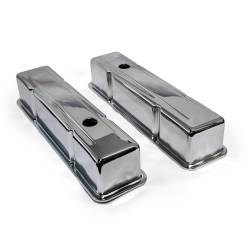 Speedmaster - Speedmaster PCE314.1002.01 Chrome Steel Valve Covers Tall w/Hole for Chevy SBC - Image 2