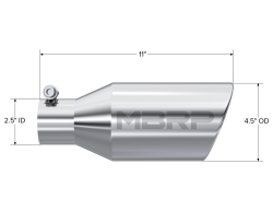 MBRP Exhaust - MBRP Exhaust T5160 T304 SS 2.5" In Single Wall Rolled Angle Cut 4.5" Out Tip - Image 2