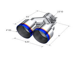 MBRP Exhaust - MBRP Exhaust T5177BE T304 SS 2.5" In Burnt Single Wall Angle Cut Dual 4" Out Tip - Image 2