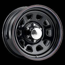 Pacer - Pacer 5257034 15x7 5x4.75 -6mm 83.82CB Black w/Red & Blue Pin Stripes - Image 1