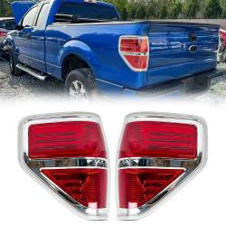 AMERICAN MODIFIED - AMERICAN MODIFIED AMFMAC00201 LED Tail Lights Chrome Housing Red Lens - Image 1