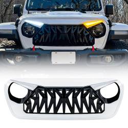 AMERICAN MODIFIED - AMERICAN MOD AMJPCA00141 Shark Grille w/LED Eyebrow DRL/Turn Signals White/Black - Image 1