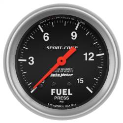 AutoMeter - AutoMeter 3411 Sport-Comp Fuel Pressure Mechanical Gauge 0-15PSI 2-5/8" - Image 1