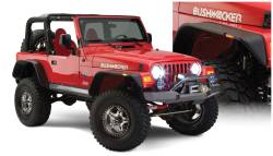 Bushwacker 10920-07 Flat Style Front/Rear Fender Flares Black for 97-06 Jeep TJ