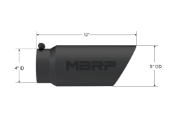 MBRP Exhaust - MBRP Exhaust T5053BLK Black T304 SS 4" Inlet Dual Wall Angle Cut 5" Outlet Tip - Image 2