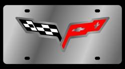 Eurosport Daytona - Eurosport Daytona 1358-1 Stainless License Plate C6 Corvette Flag Logo - Image 1