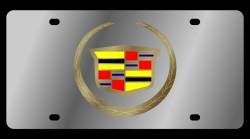 Eurosport Daytona - Eurosport Daytona 1201-2 Stainless License Plate Cadillac Crest Logo - Image 1
