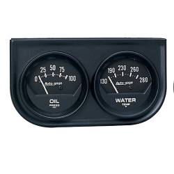 AutoMeter - AutoMeter 2345 Console Gauge Oil Press/Water Temp Black 100PSI/280-DEG F 2-1/16" - Image 1