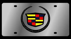 Eurosport Daytona - Eurosport Daytona 1201-1 Stainless License Plate Cadillac Crest Logo - Image 1