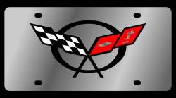 Eurosport Daytona - Eurosport Daytona 1350-1 Stainless License Plate C5 Corvette Flag Logo - Image 1