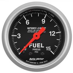 AutoMeter - AutoMeter 3311 Sport-Comp Mech Fuel Pressure Gauge 0-15PSI 2-1/16" Full Sweep - Image 1
