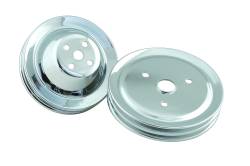 Mr Gasket 4961 Chrome Plated Two Groove Up & Low Pulley Set 55-68 Chevy/GMC