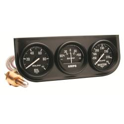 AutoMeter - AutoMeter 2393 Console Gauge Oil/Amp/Water Temp Black 100 PSI/280F/60A 2-1/16" - Image 1