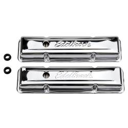 Edelbrock - Edelbrock 4449 Sig-Series Valve Covers Chrome Low Profile Chevy 262-400 '59-'86 - Image 1
