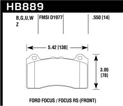 Hawk Performance - Hawk Performance HB889Z.550 Performance Ceramic Disc Brake Pad for 16-18 Focus - Image 1