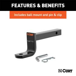 CURT - CURT 110003 Class-1 Trailer Hitch 1-1/4" Ball Mount Select Volkswagen Golf GTI - Image 5
