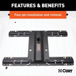 CURT - CURT 16055 Bent Plate 5th Wheel Rail Gooseneck Hitch 2-5/16" Ball 25K 3" Offset - Image 3