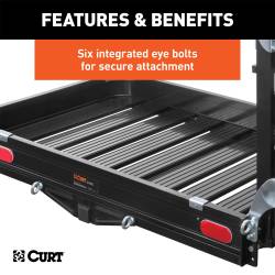 CURT - CURT 18112 50" x 30" Black Aluminum Hitch Cargo Carrier w/Ramp Folding 2" Shank - Image 3
