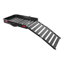 CURT - CURT 18112 50" x 30" Black Aluminum Hitch Cargo Carrier w/Ramp Folding 2" Shank - Image 1