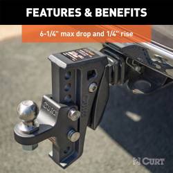CURT - CURT 45949 Rebellion XD Adjustable Cushion Hitch Ball Mount - Image 9