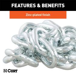 CURT - CURT 80314 35" Safety Chain w/1 Clevis Hook 11700 lbs Clear Zinc - Image 3