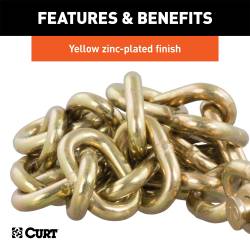 CURT - CURT 80304 35" Safety Chain w/1 Clevis Hook 18800 lbs Yellow Zinc - Image 3
