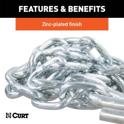 CURT - CURT 80010 48" Safety Chain w/2 S-Hooks 2000 lbs Clear Zinc - Image 3