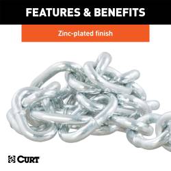 CURT - CURT 80312 27" Safety Chain w/1 Snap Hook 2000 lbs Clear Zinc - Image 3
