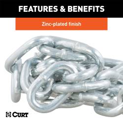 CURT - CURT 80020 27" Safety Chain w/1 S-Hook 2000 lbs Clear Zinc - Image 3