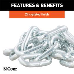CURT - CURT 80313 27" Safety Chain w/1 Snap Hook 5000 lbs Clear Zinc - Image 3