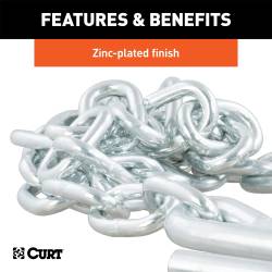 CURT - CURT 80301 48" Safety Chain w/2 S-Hooks 7000 lbs Clear Zinc - Image 3