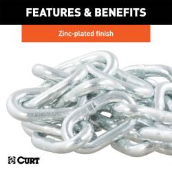 CURT - CURT 80302 35" Safety Chain w/1 Clevis Hook 7800 lbs Clear Zinc - Image 3