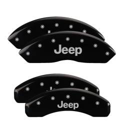 MGP Caliper Covers - MGP 42007SJEPBK FR/RR Caliper Covers Engraved Black for Jeep Wrangler JK 4Pc - Image 1