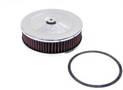 K&N - K&N 60-1320 7" Round Air Filter Assembly 5-1/8" 2" Filter Height Chrome E-3402 - Image 1