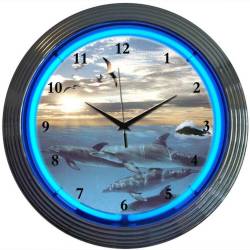 Neonetics - Neonetics 8DOLPH Dolphins At Sea Neon Clock - Image 1