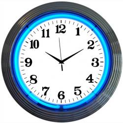 Neonetics - Neonetics 8CHRCB Alphanumeric Chrome Rim Blue Neon Clock - Image 1