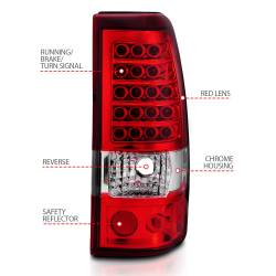 Anzo USA - Anzo USA 311007 Chrome LED Red/Clear Lens Taillight Set for Silverado Trucks - Image 4